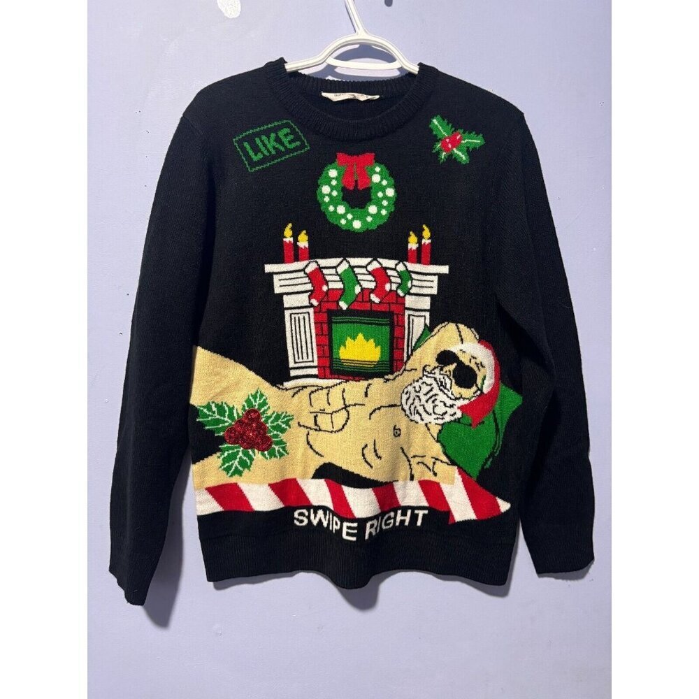 Bluenotes Christmas 'Swipe Right' Santa's on Tinder app sweater medium